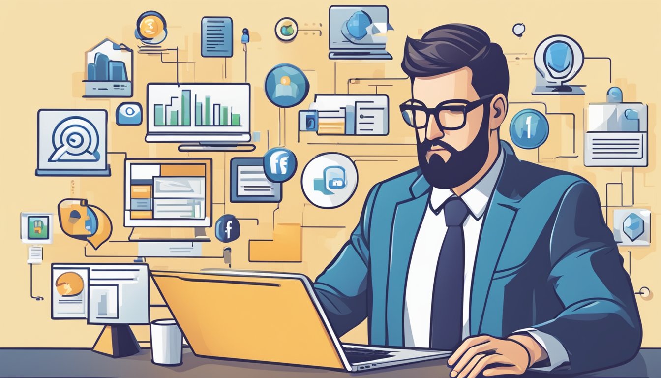 A business manager accessing company resources on Facebook