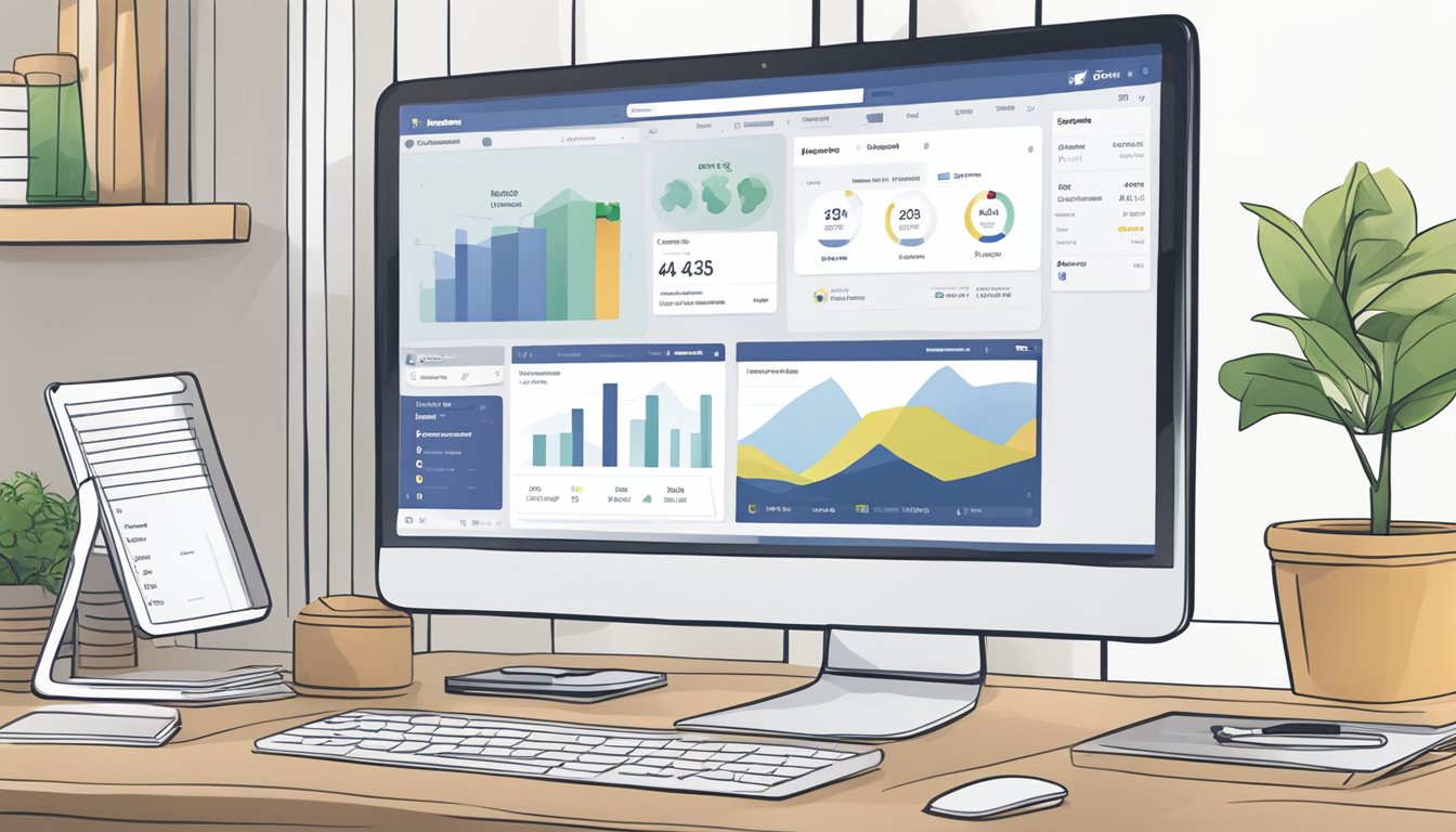 A computer screen displaying the Facebook Ads Manager dashboard with the words "Sikkerhet og Personvern" prominently featured