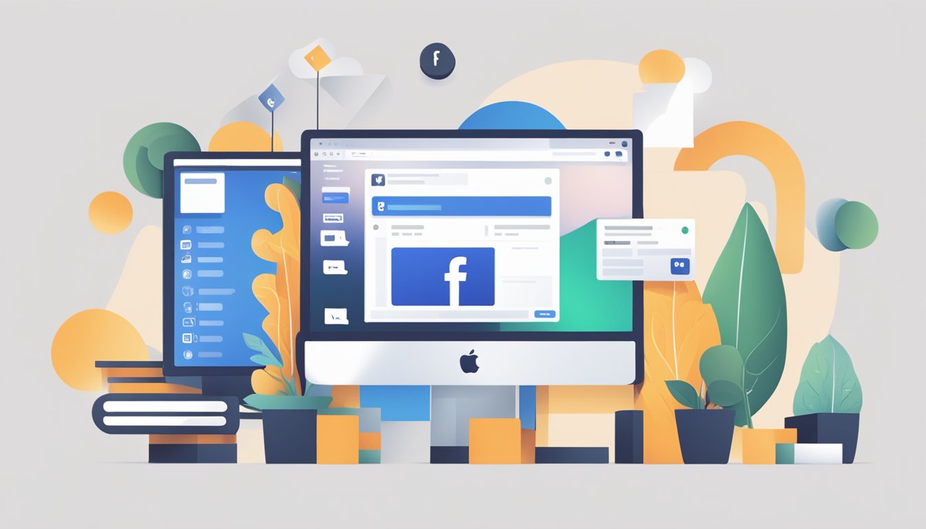 A computer screen displaying the integration of Instagram and Facebook Business Manager, with both logos visible