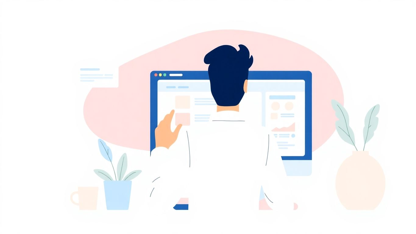 Person som bruker Google Tag Manager i en digital grensesnitt.
