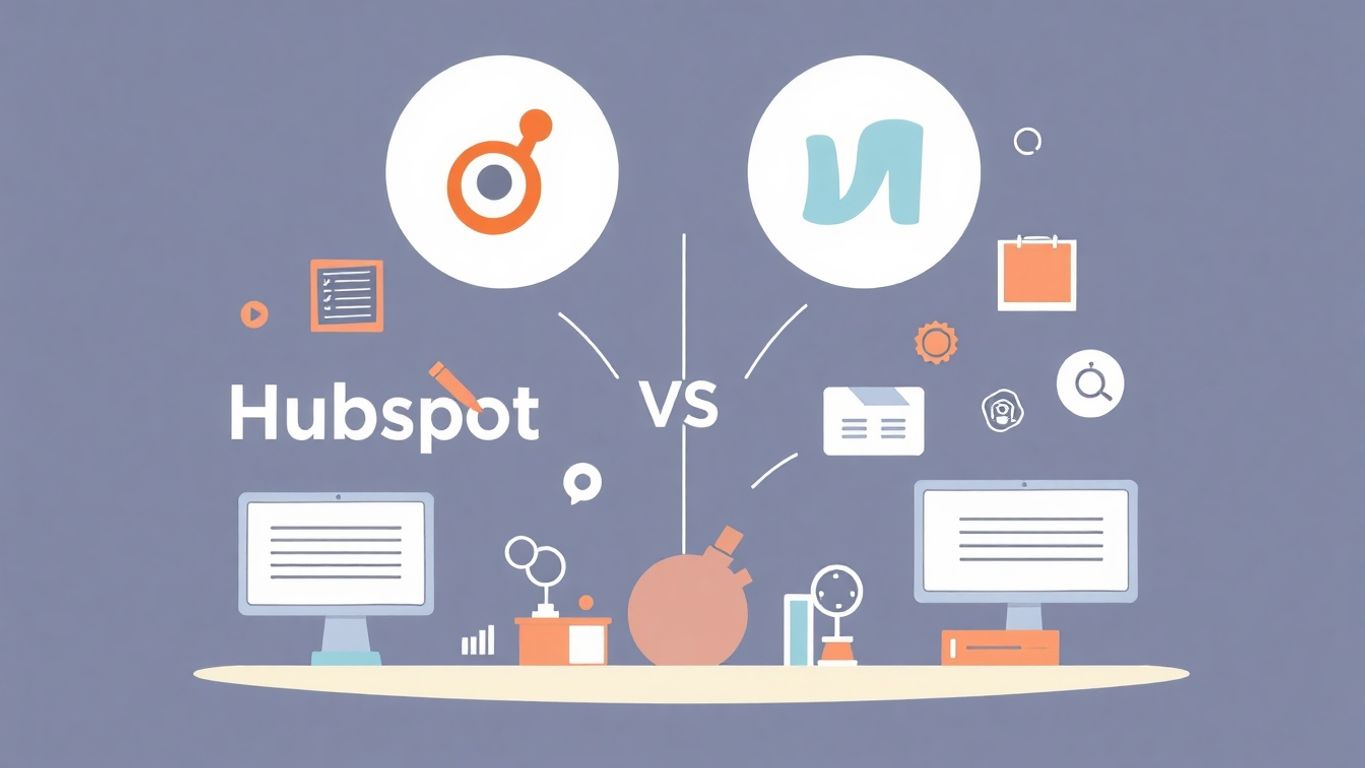 Moderne illustrasjon av CRM-løsninger og Hubspot.