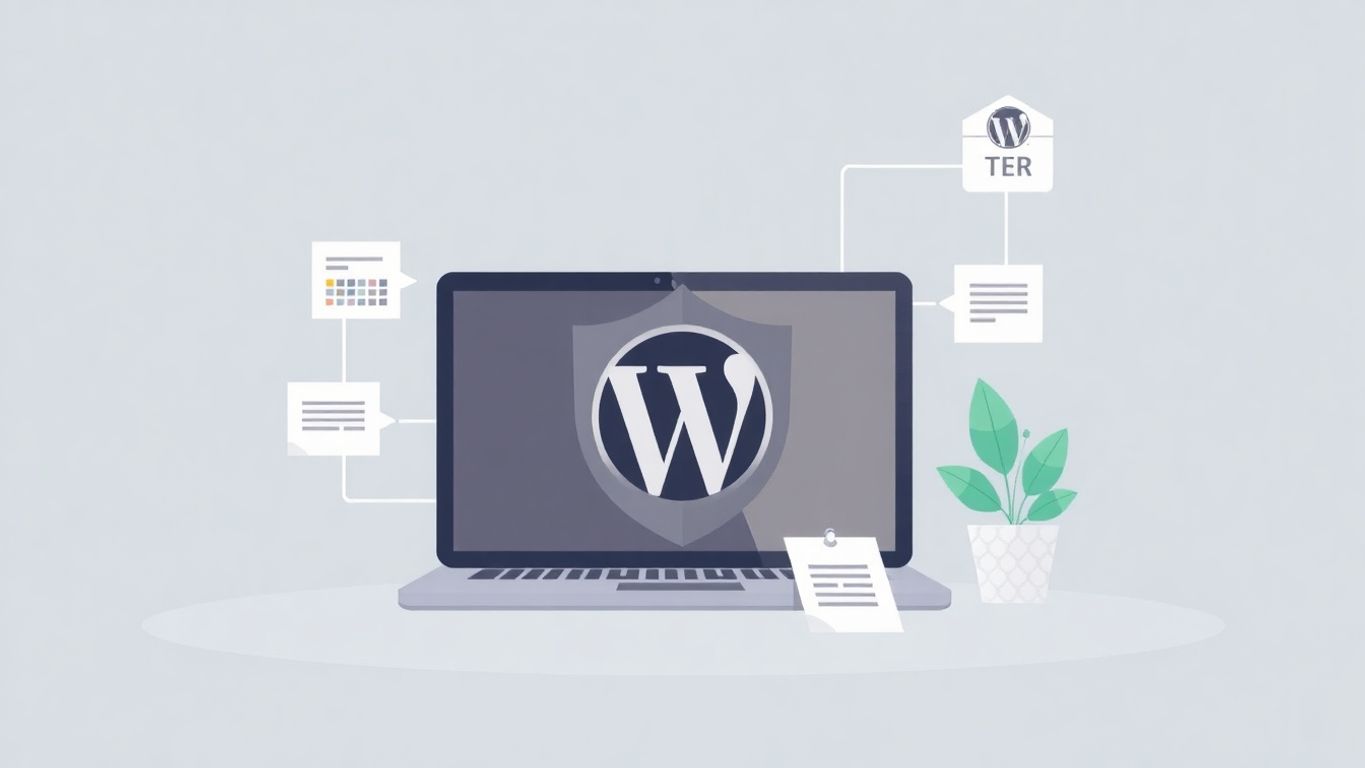 Illustrasjon av WordPress sikkerhet og logger.