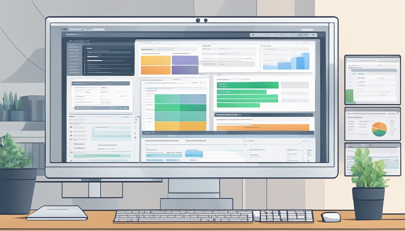 A computer screen displays a platform integration and account setup process with various business metadata fields and options