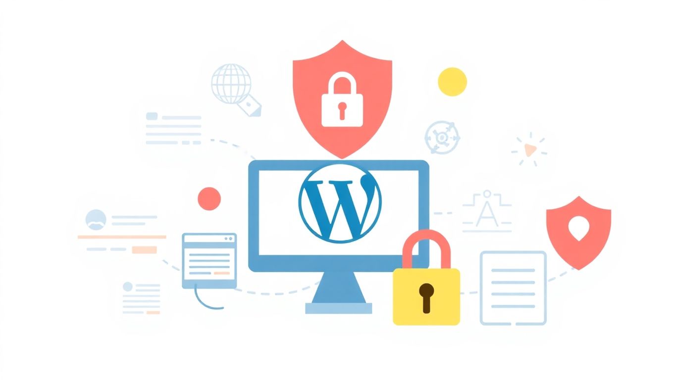 Illustrasjon av WordPress logger for nettsikkerhet