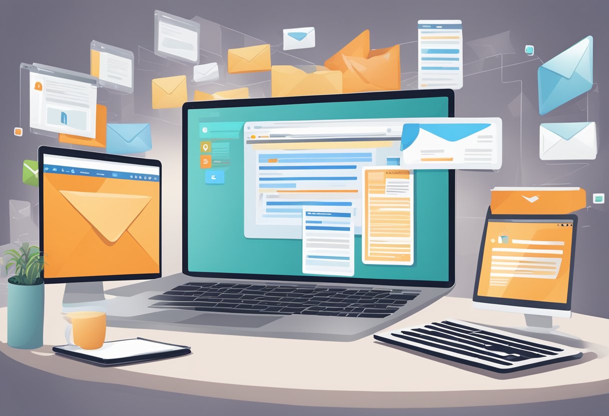 A computer screen showing integrated email client and web browser for HubSpot
