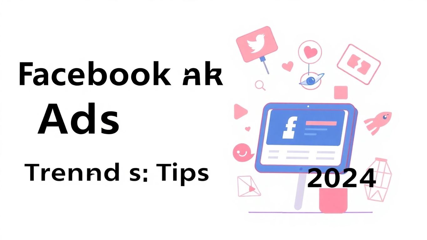 Moderne illustrasjon av Facebook annonseringstrender.