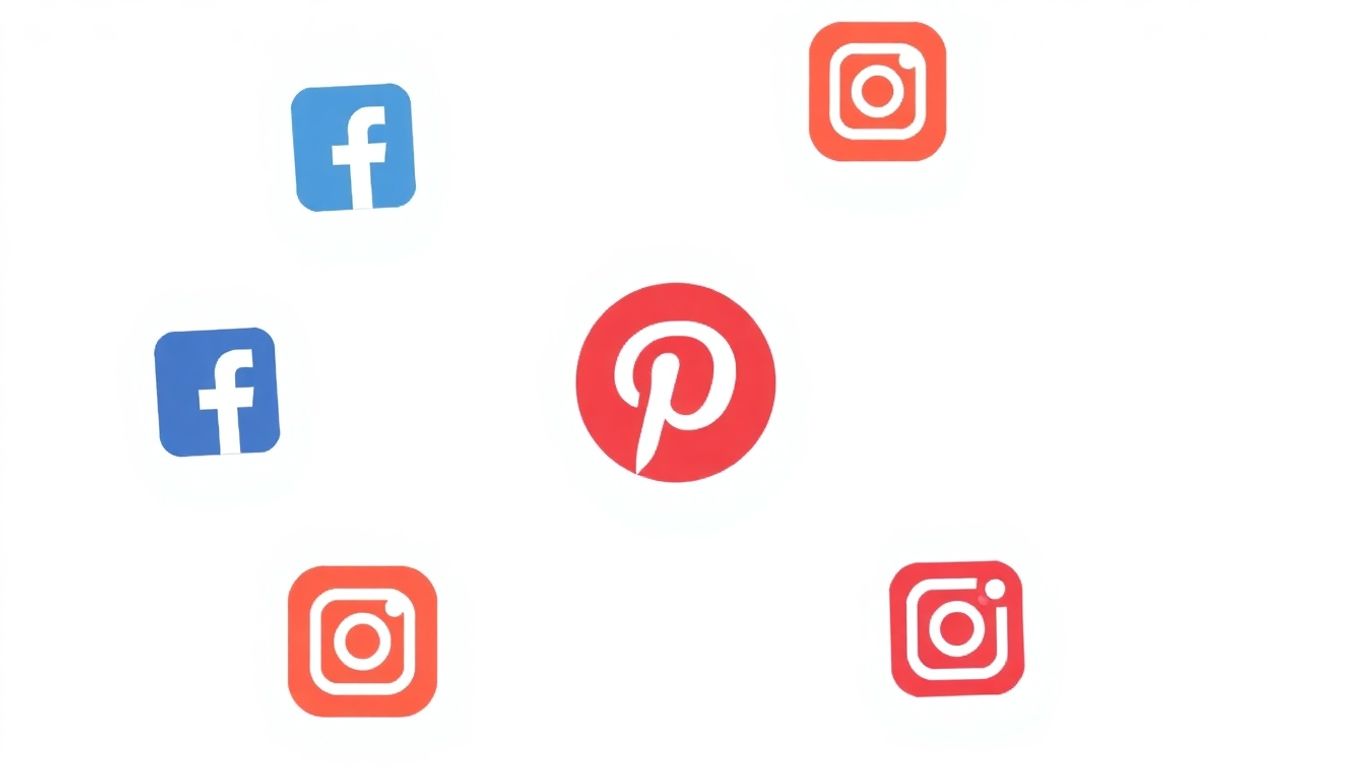 Illustrasjon av Pinterest og andre sosiale medier.