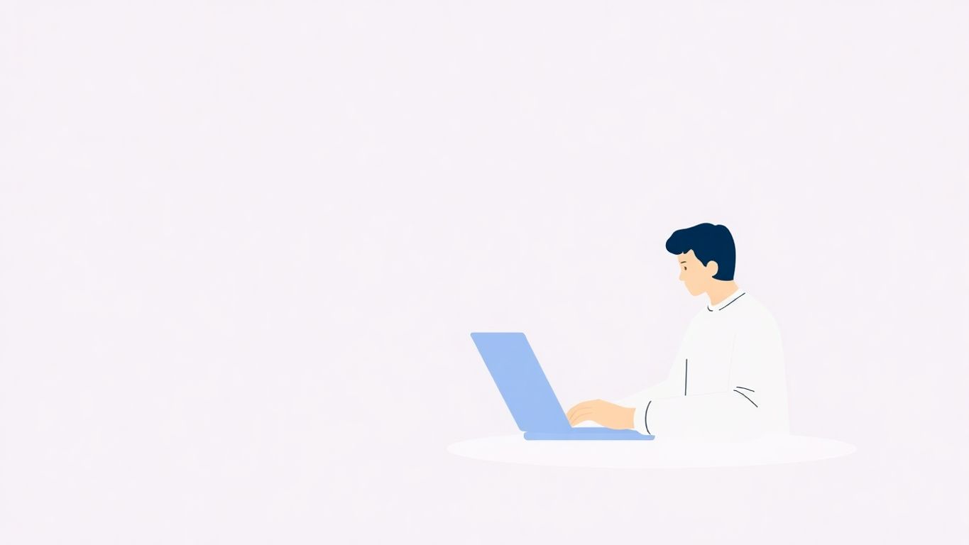 Person som undersøker domenenavn på laptop.