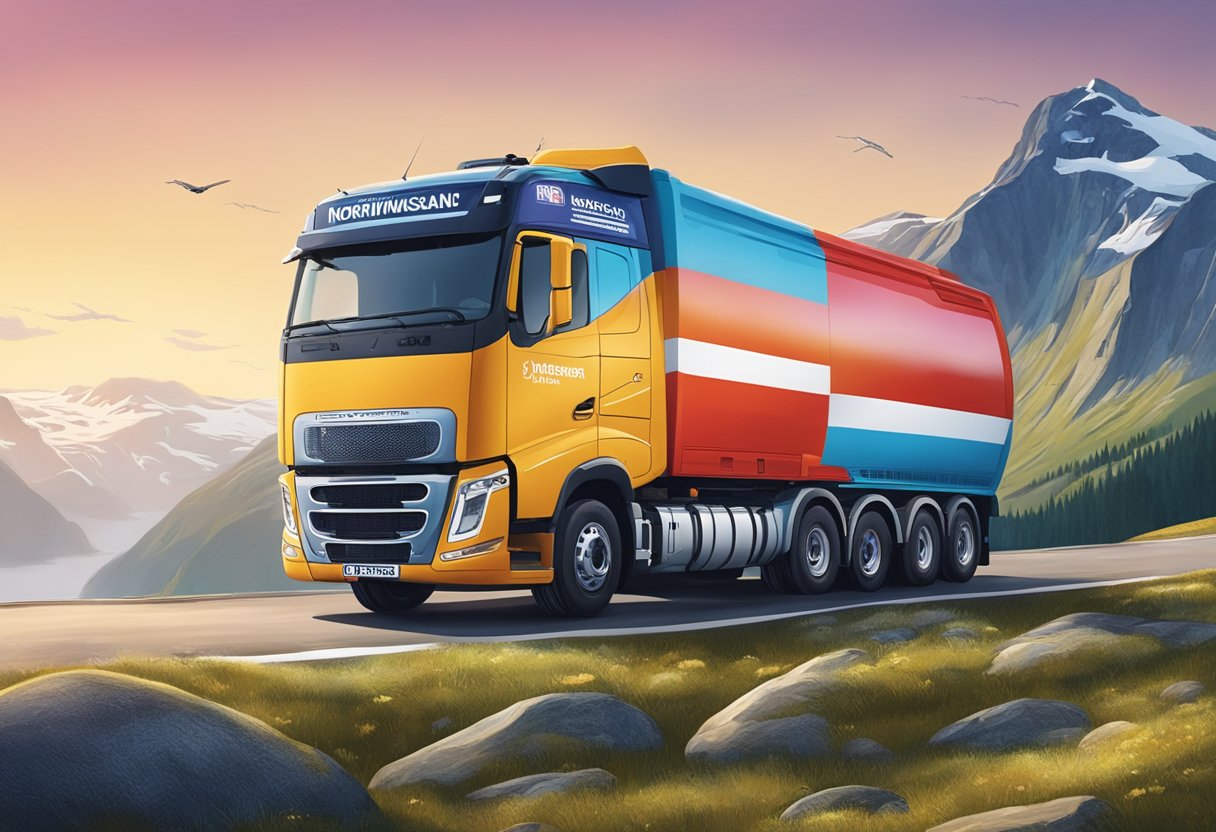 A colorful advertisement featuring Norwegian text and imagery