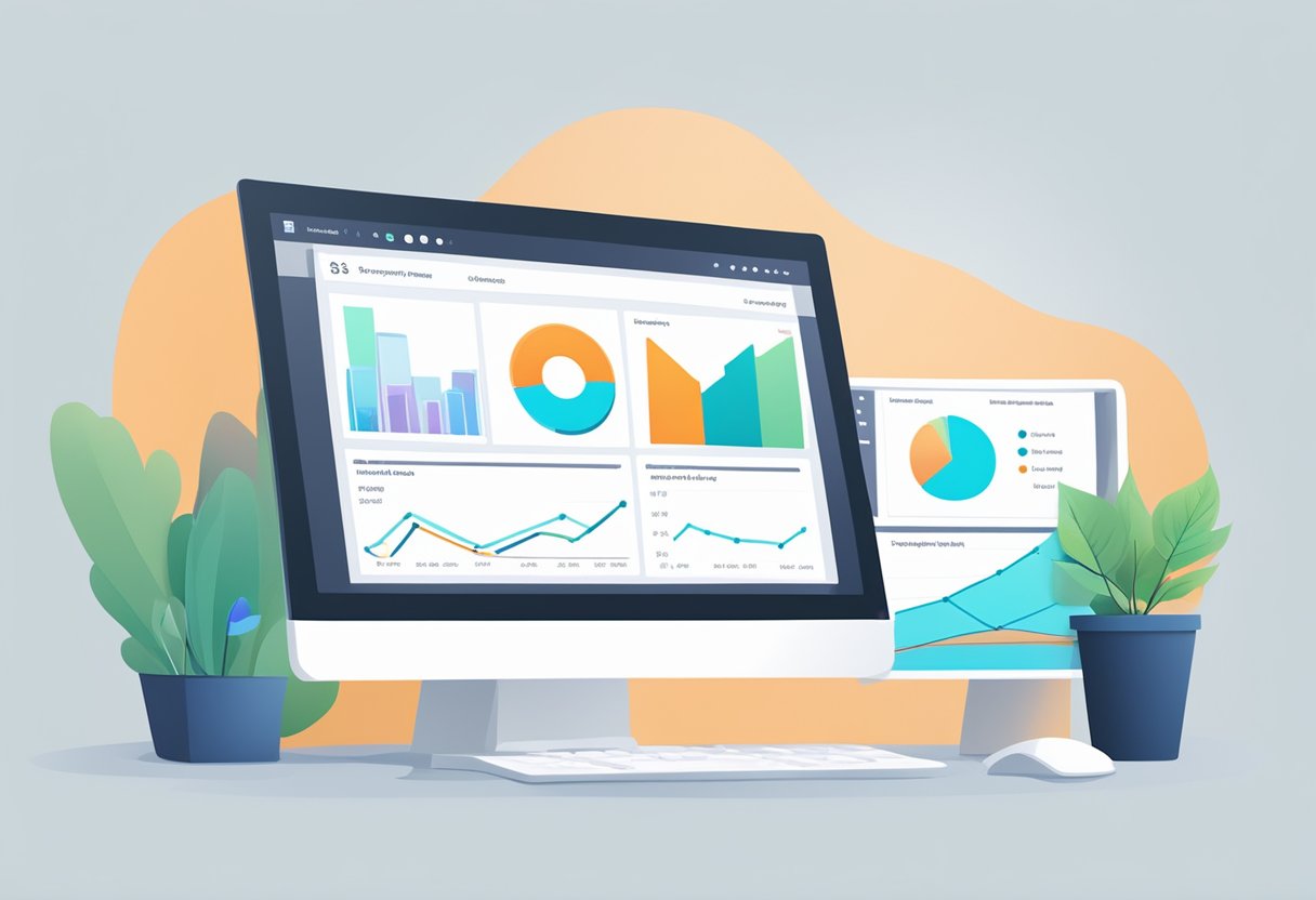 A computer screen displaying data charts and graphs from a HubSpot analytics dashboard