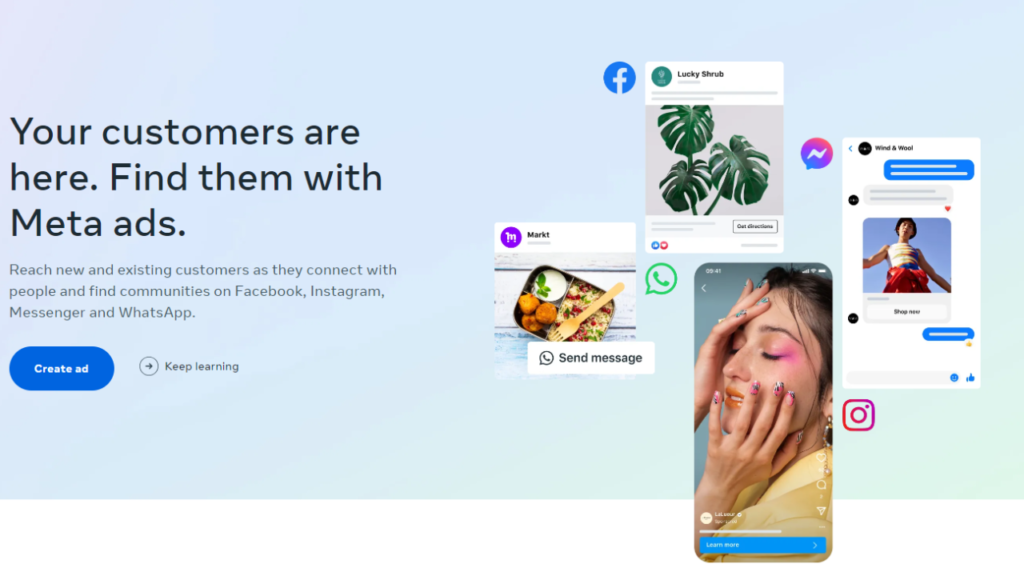 Screen shot of Business Facebook advertising