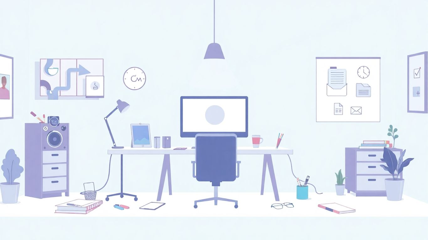 Moderne illustrasjon av logo design arbeidsplass.