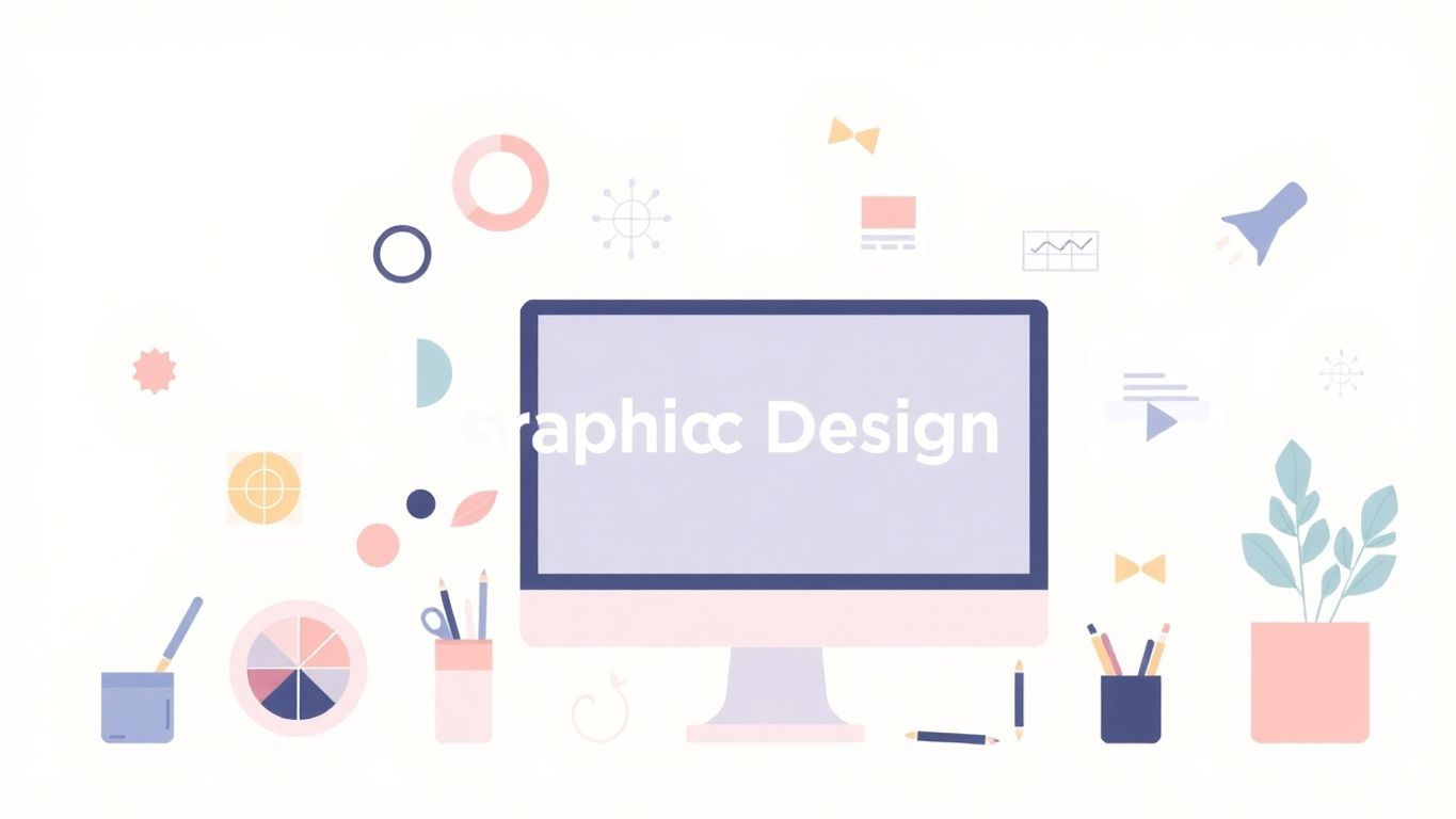Illustrasjon av grafisk design med myke farger.