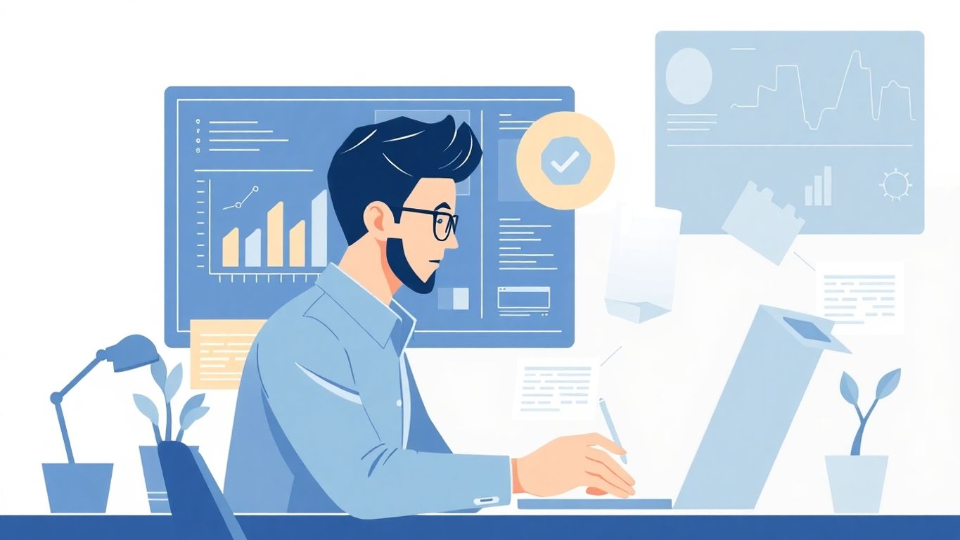 Digital forretningsutvikler som arbeider med teknologi.