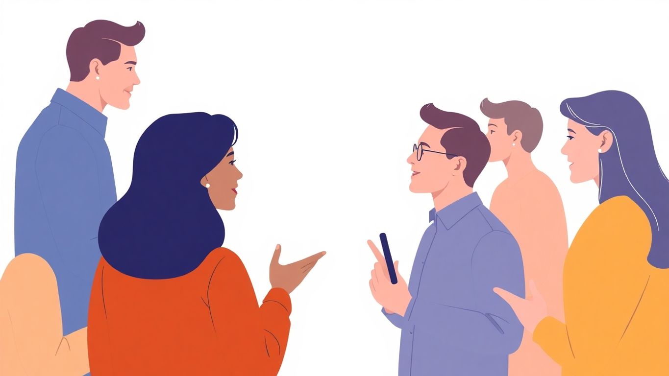 Mennesker som diskuterer i grupper.