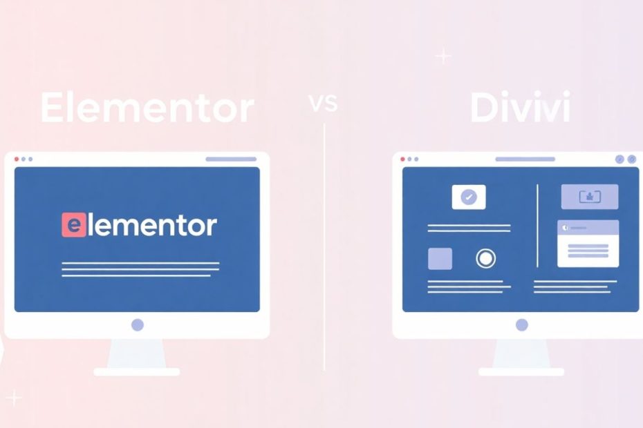 Illustrasjon av Elementor og Divi for enkelhet.