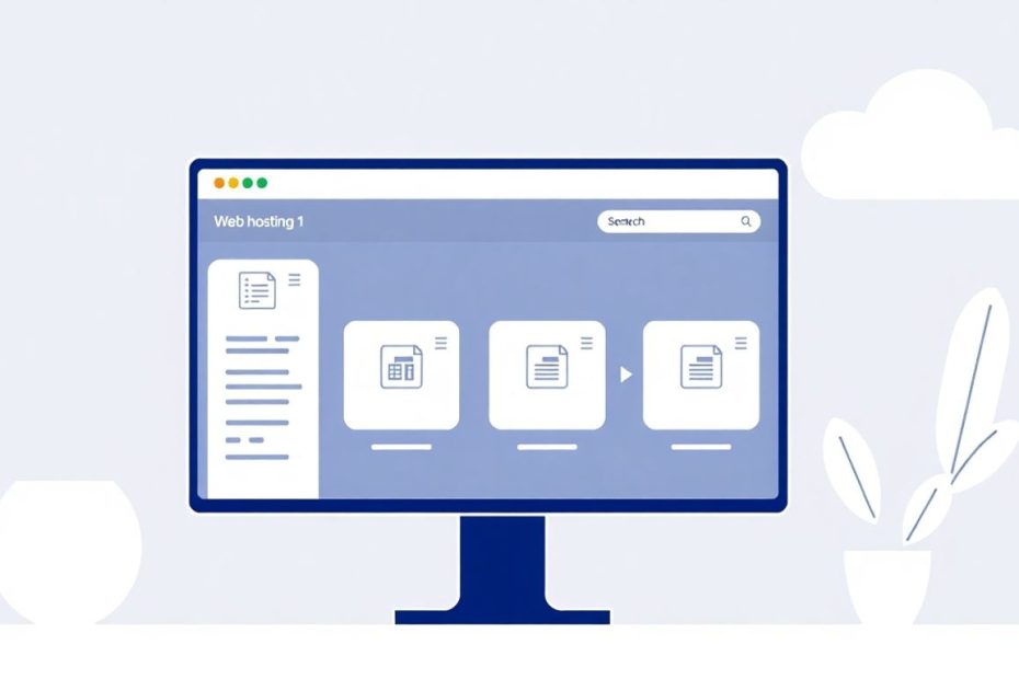 Illustrasjon av webhotellalternativer på en dataskjerm.