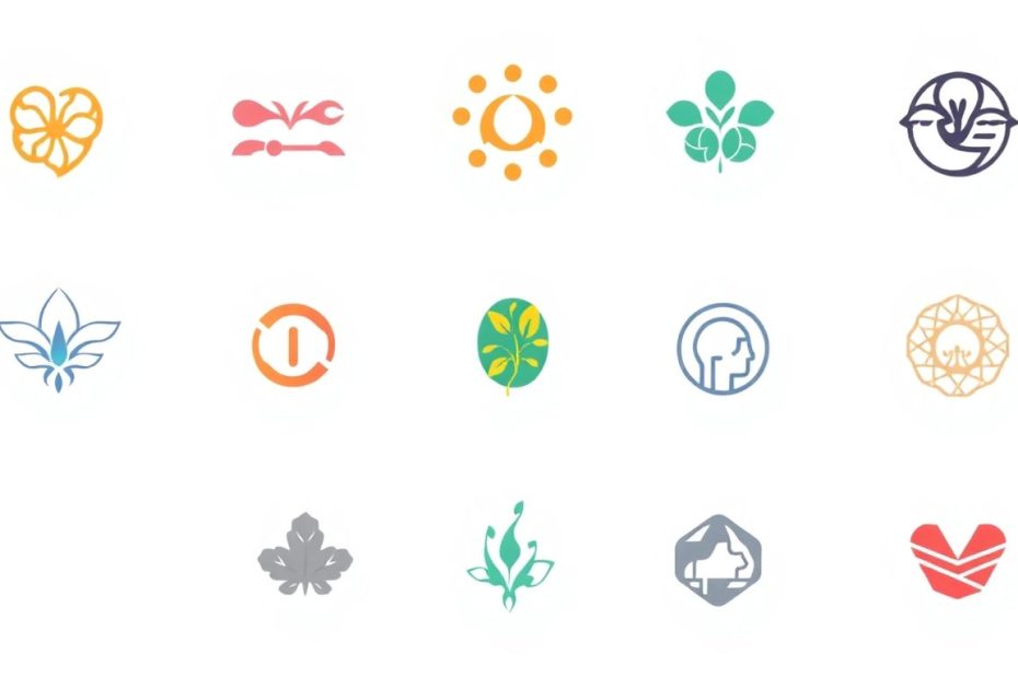 Moderne logo design illustrasjoner i myke farger.