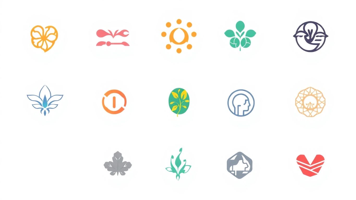 Moderne logo design illustrasjoner i myke farger.