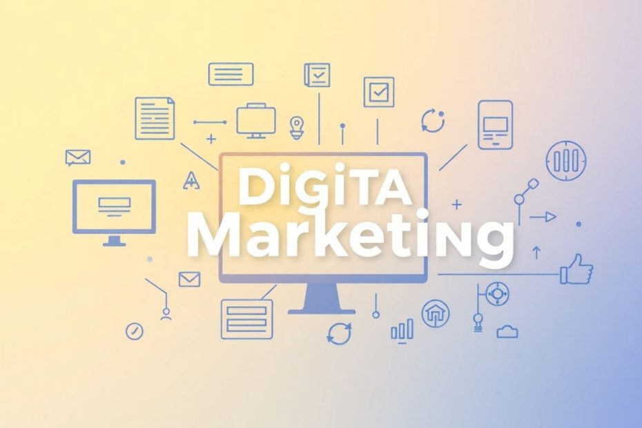 Moderne illustrasjon av digital markedsføring og transformasjon.