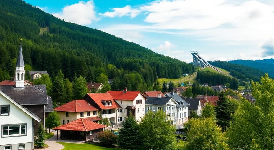 Lillehammer landskap med grønne områder og bygninger.