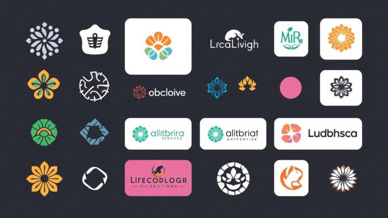 Moderne logo design illustrasjoner med myke farger.