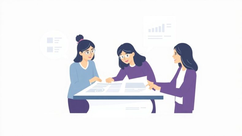 Illustrasjon av småbedrifter som jobber med markedsplan.