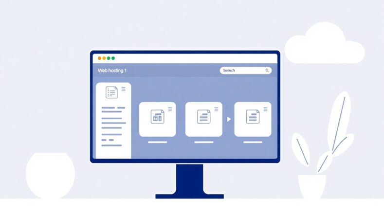 Illustrasjon av webhotellalternativer på en dataskjerm.
