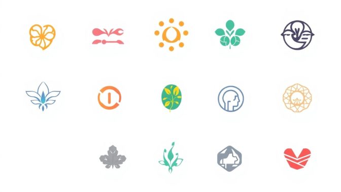 Moderne logo design illustrasjoner i myke farger.