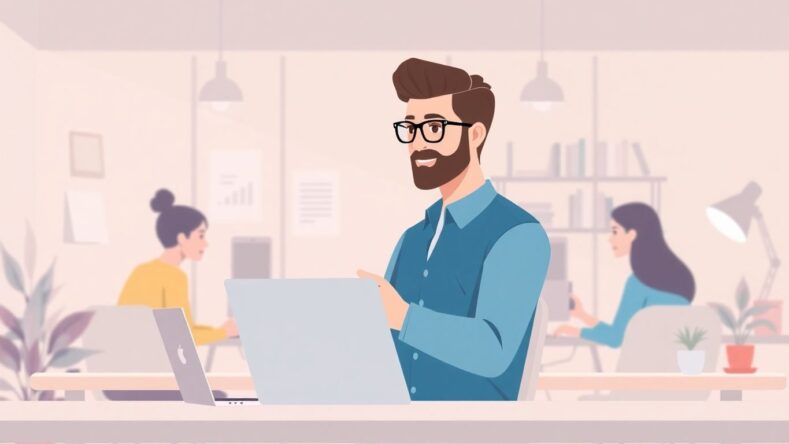 Digital forretningsutvikler i et samarbeidende arbeidsrom.