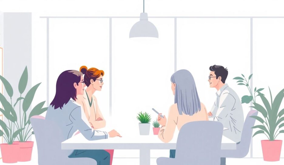 Engasjerte medarbeidere i moderne arbeidsmiljø.