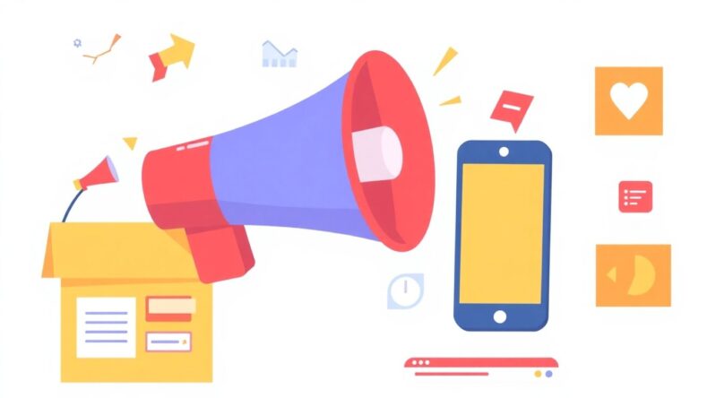 Illustrasjon av tradisjonell og digital markedsføring.