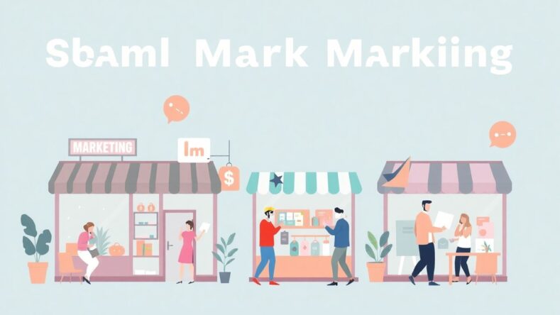 Illustrasjon av små bedrifter med kreative markedstiltak. {{brizy_dc_image_alt entityId=