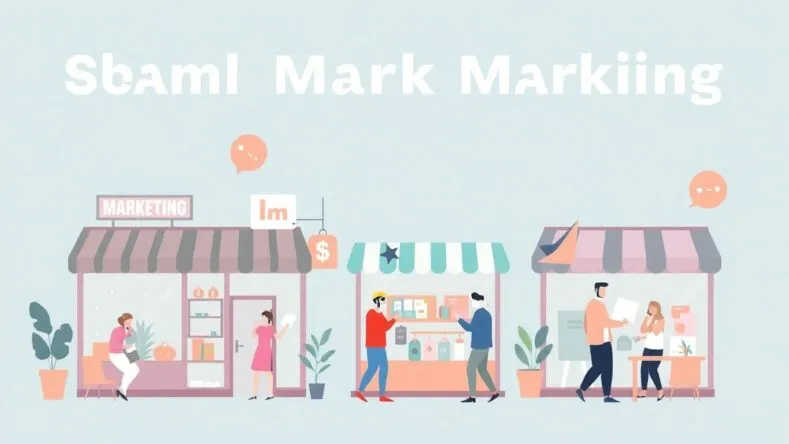 Illustrasjon av små bedrifter med kreative markedstiltak.