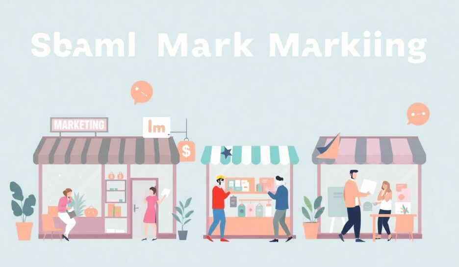 Illustrasjon av små bedrifter med kreative markedstiltak. {{brizy_dc_image_alt entityId=