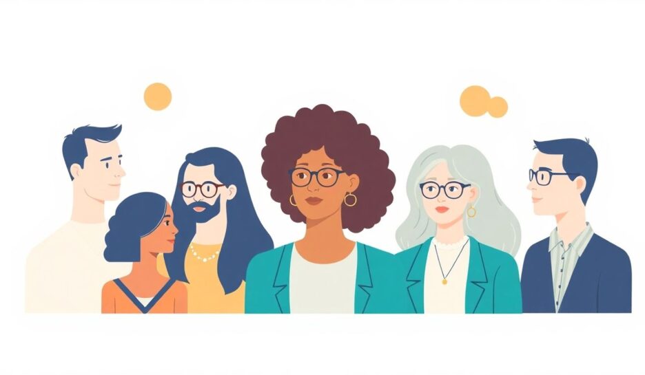 Illustrasjon av ulike markedssegmenter med myke farger. {{brizy_dc_image_alt entityId=