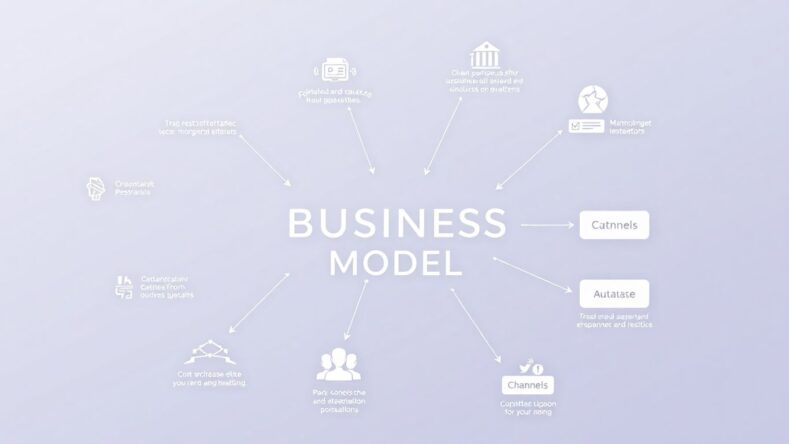 Moderne illustrasjon av forretningsmodellens elementer.