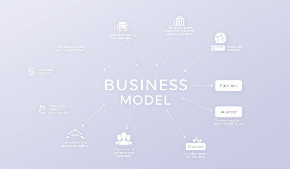 3467c3ddthumbnail Moderne illustrasjon av forretningsmodellens elementer.