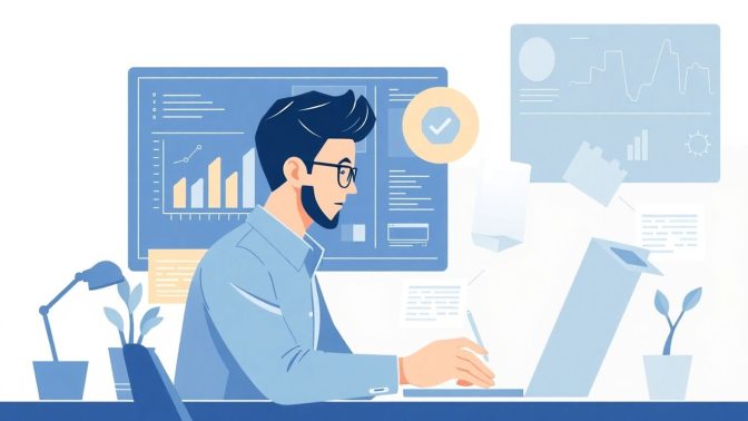 Digital forretningsutvikler som arbeider med teknologi.