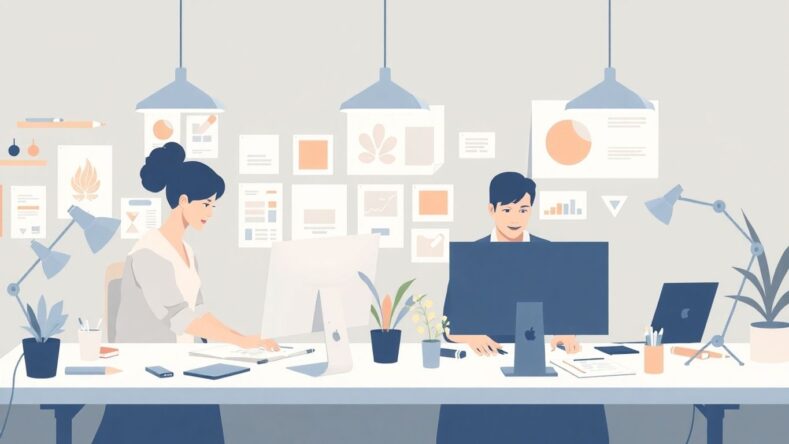 Grafiske designere som arbeider med merkevarebygging.