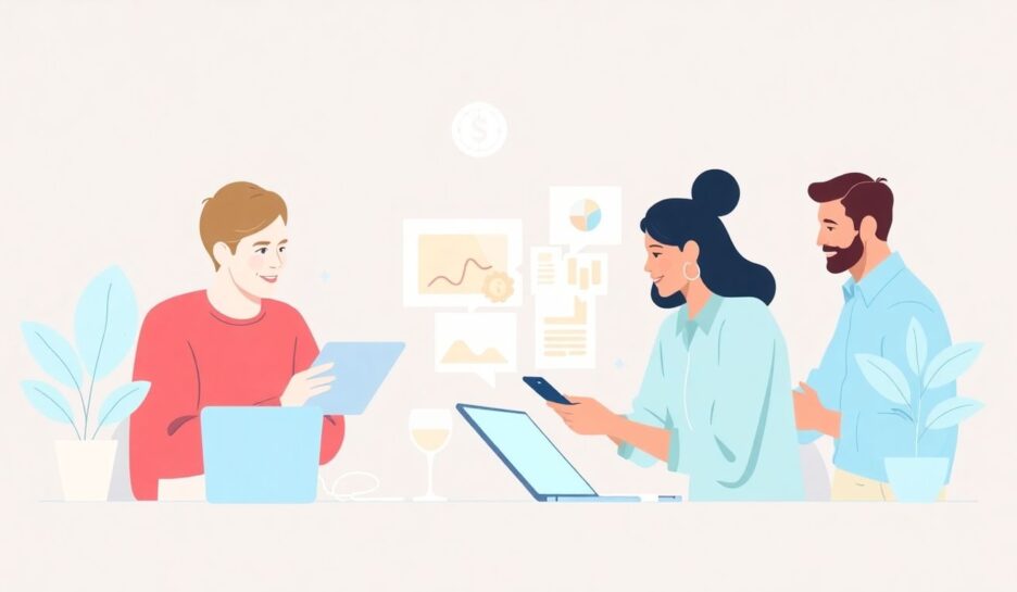 3fa5d069thumbnail Illustrasjon av markedsføringsteam som samarbeider.