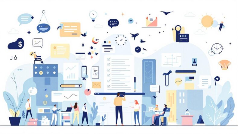 Illustrasjon av forretningsmodeller i moderne design. {{brizy_dc_image_alt entityId=