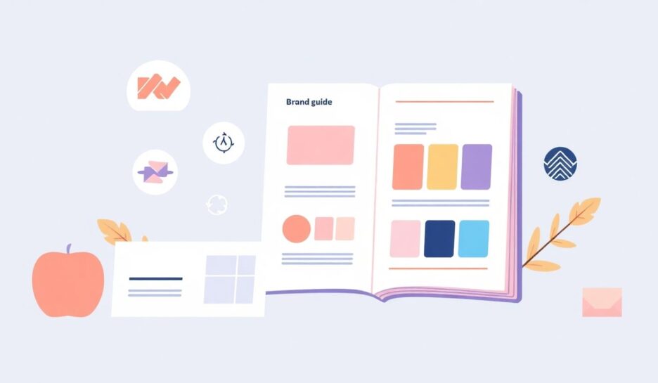 Illustrasjon av en brandguide med myke farger. {{brizy_dc_image_alt entityId=