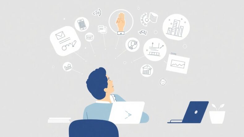 Illustrasjon av en person som tenker på ny bedrift.