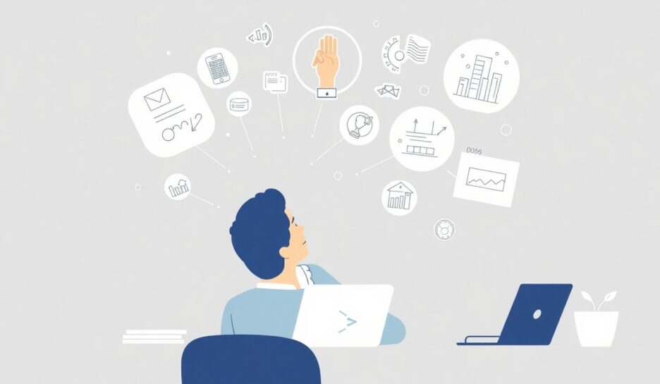 Illustrasjon av en person som tenker på ny bedrift.