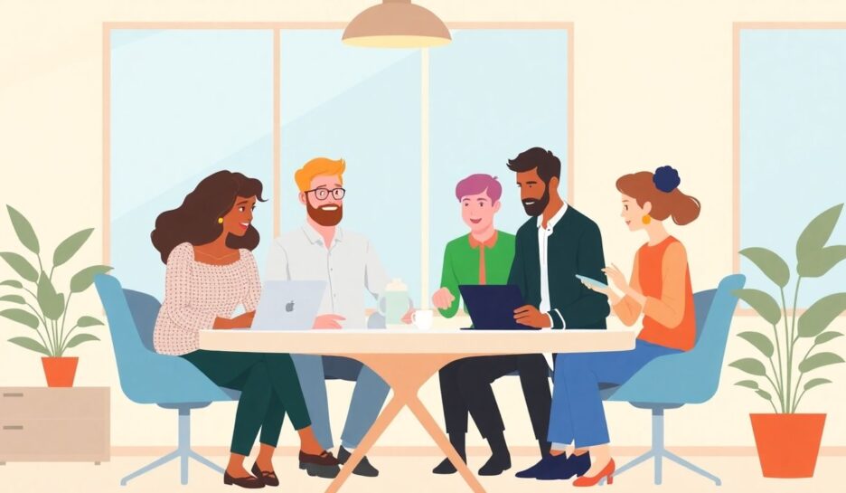 4dd31547thumbnail Gruppe av gründere som samarbeider i et lyst rom.