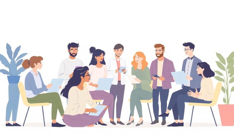 70846e3athumbnail Illustrasjon av mennesker som deltar i markedsundersøkelse.