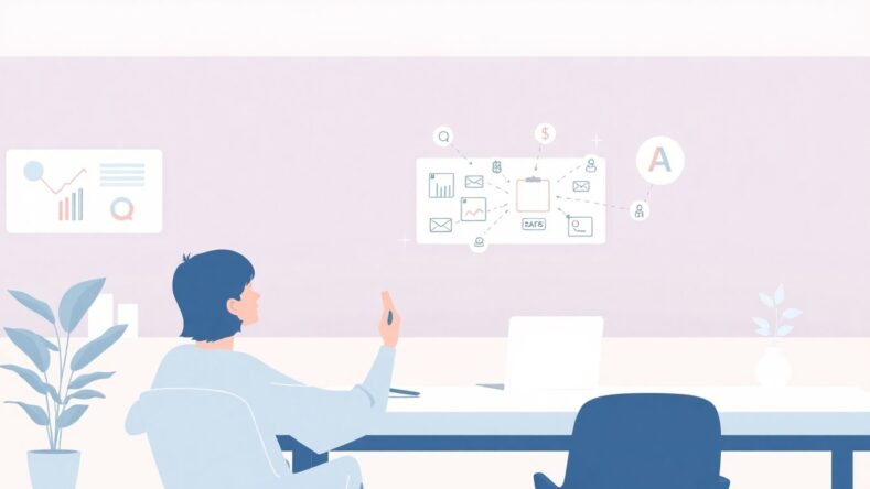 Illustrasjon av en person som planlegger virksomhet.