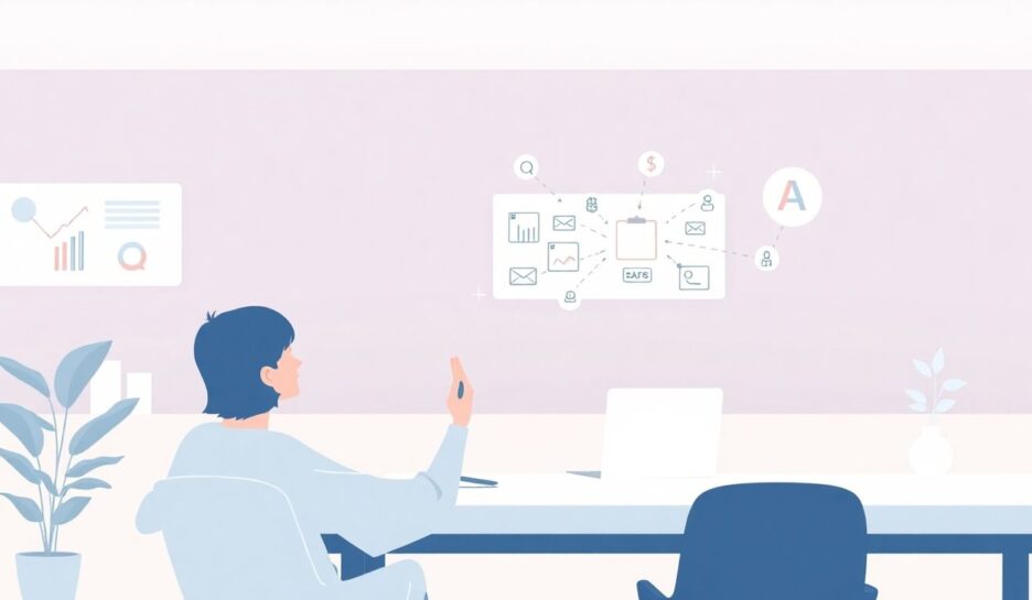 Illustrasjon av en person som planlegger virksomhet.