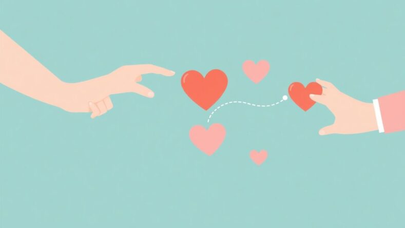 Illustrasjon av hender og hjerter som bygger relasjoner.
